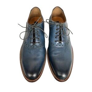 Winthrop Phillip Men's Navy Leather Derby Oxford Brogue Detailing  Size 10.5